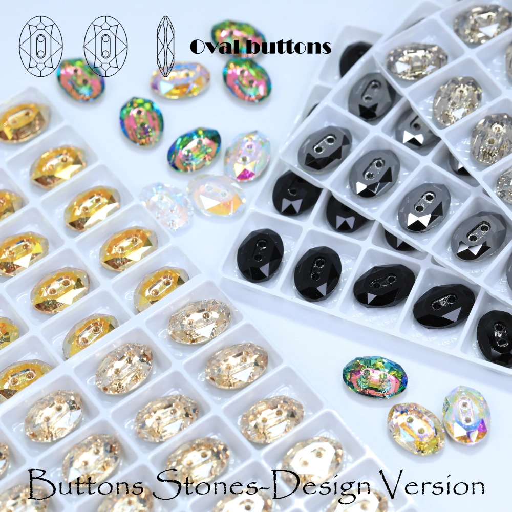 Normal Color Rhinestones Oval Buttons Stone-Design Version Superior Glass Crystal Sparkling Fancy DIY Wedding Dress Accessories