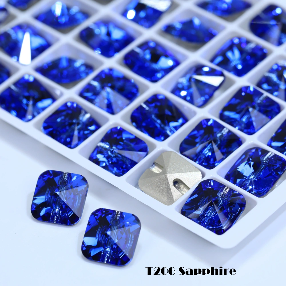 Rivoli Square Cross Hole Buttons High Quality Glass Crystal Buttons for DIY Sewing Wedding Dress Blouse Kids Clothing Bags
