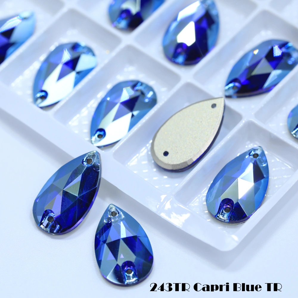 Drop TR Effect Transmission Silk Siam Glass Crystal Sewing Stones Flatback Sew on Rhinestones For Garment Clothes Bags
