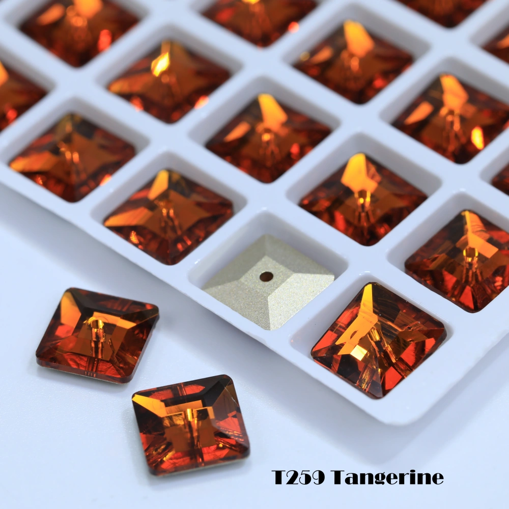 Premium Glass Crystal Square Lochrose Sew-on Stone White Coated Rhinestones For DIY Handmade Crafts Clothing Decor Accessories