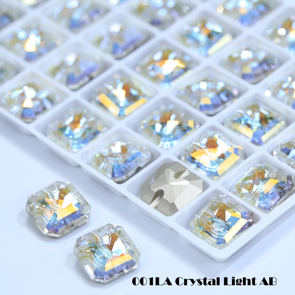 Princess Square Cross Hole Buttons High-Quality Glass Crystal Buttons for DIY Garment Decoration & Handicraft Making