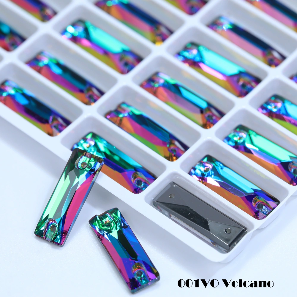 White Coated Cosmic Baguette Sew On Stones Long Glass Crystal Wedding Party Decor Nail Art DIY Craft Ornaments Craft Supplies