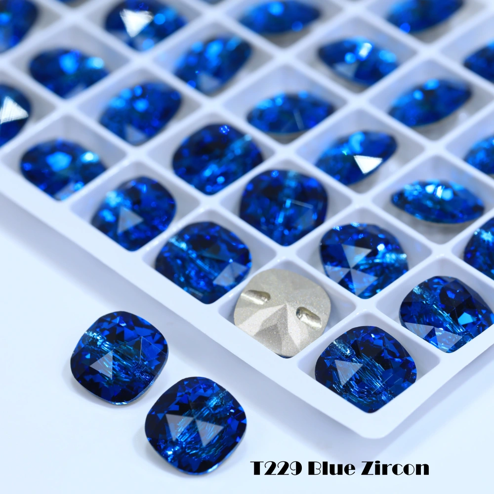 5A Grade Sparkling Cushion Cross Hole Crystal Buttons for Wedding Dress Blouse DIY Clothing Decor Accessories Siam Rose