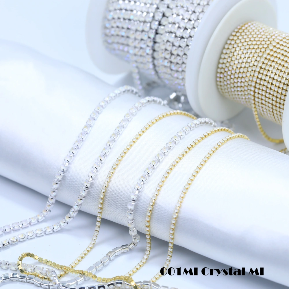 Round Crystal Rhinestone Claw Chain Sparkling AB Color Gold/Silver Plated DIY Jewelry Wedding Dress Shoes Bags Crafts Decoration