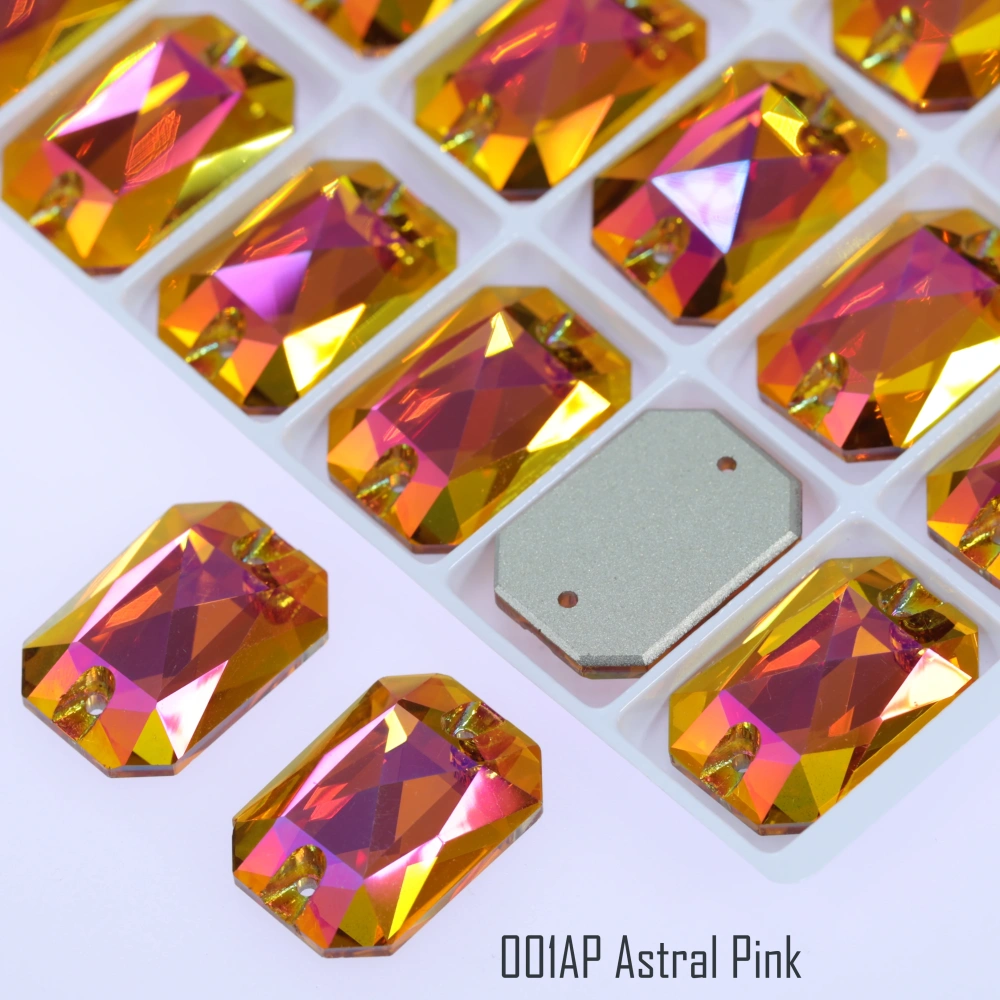 AB MO 3252 Emerald Cut Glass Sewing Stones for Clothing Wedding Dress Sparkling Fancy Crystals Rhinestone Flatback Sew-On Stone