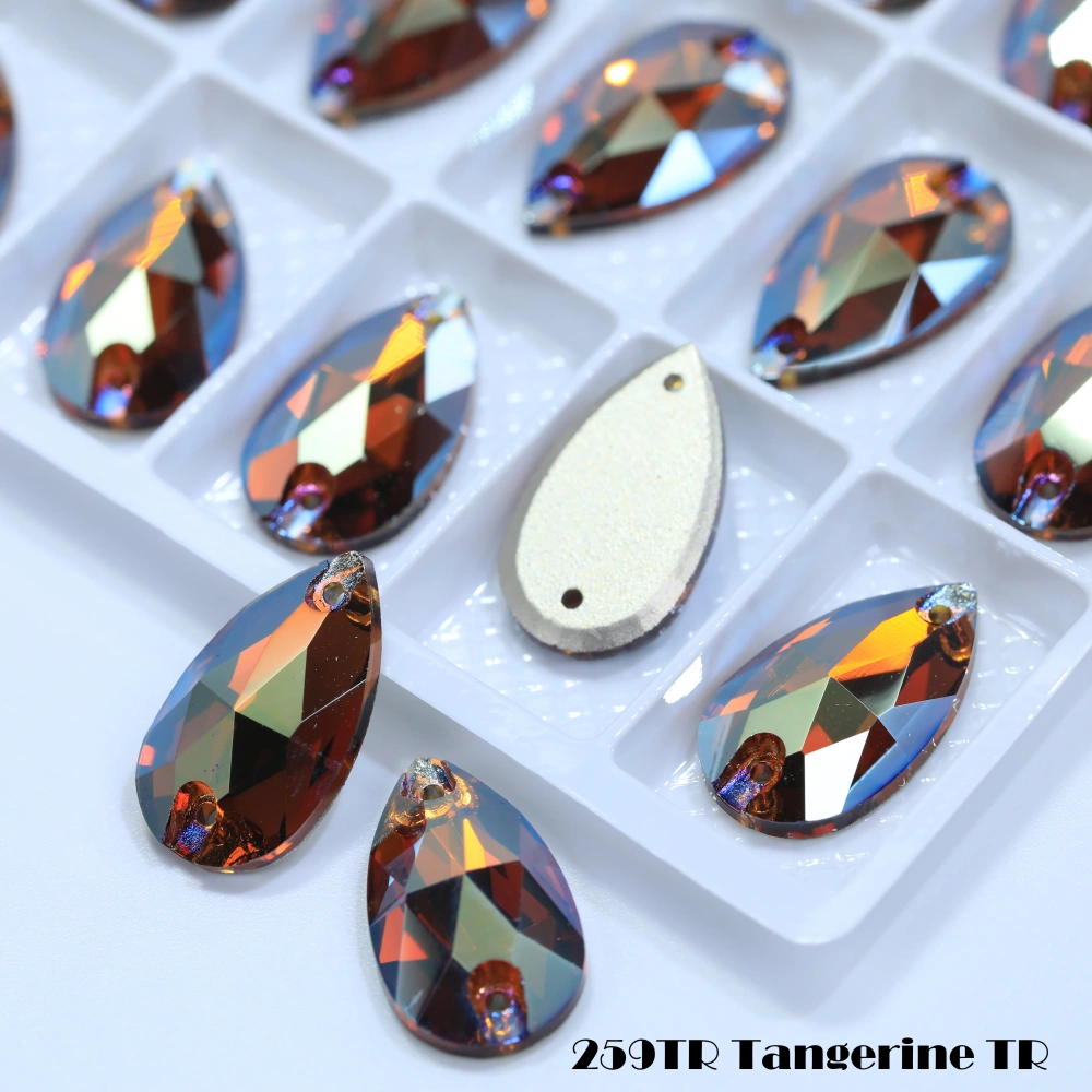 Drop TR Effect Transmission Silk Siam Glass Crystal Sewing Stones Flatback Sew on Rhinestones For Garment Clothes Bags