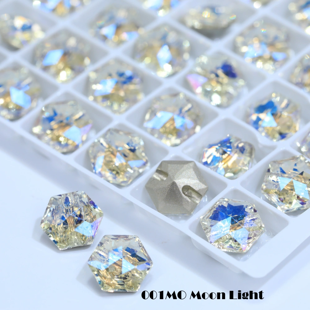 Hexagon Cross Hole Shank Buttons Metal Alloy Fasteners for Clothing Coat Jacket Shirt DIY Sewing Craft Accessories