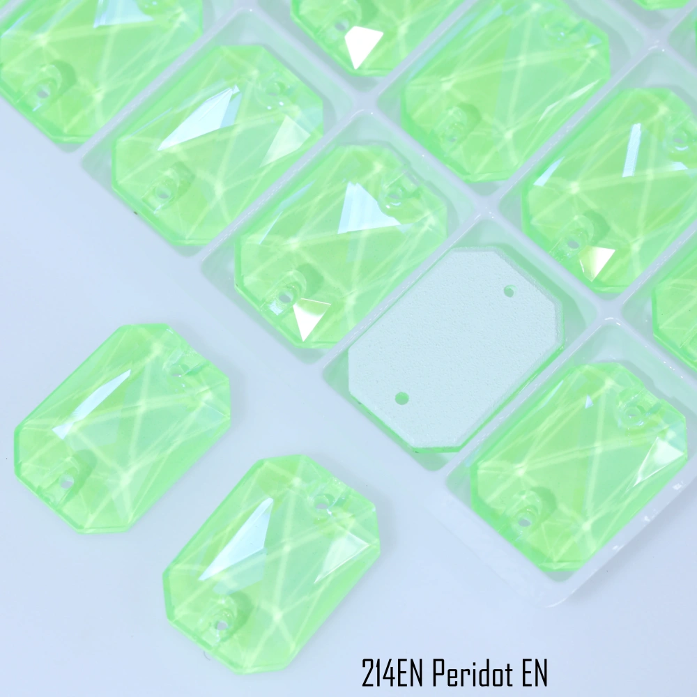 Luminous Emerald Cut Glass Crystal Sew-on Stones Paint Effect Style Sparkling Sewing Stones for Clothing Decoration Rhinestones
