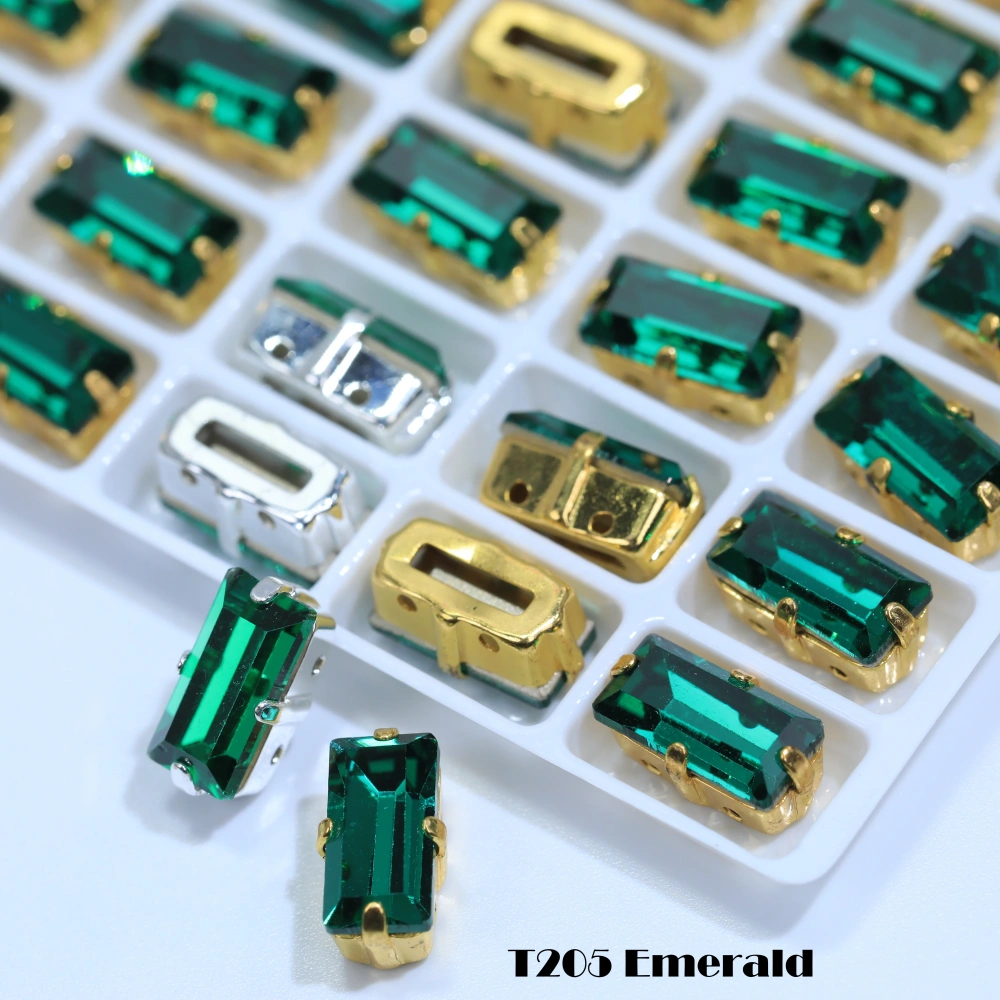 Top Quality Color Glass Crystal Baguette Rectangle Pointed Back Sew on Claw Rhinestones Shiny Fancy Loose Stones DIY Garment bag