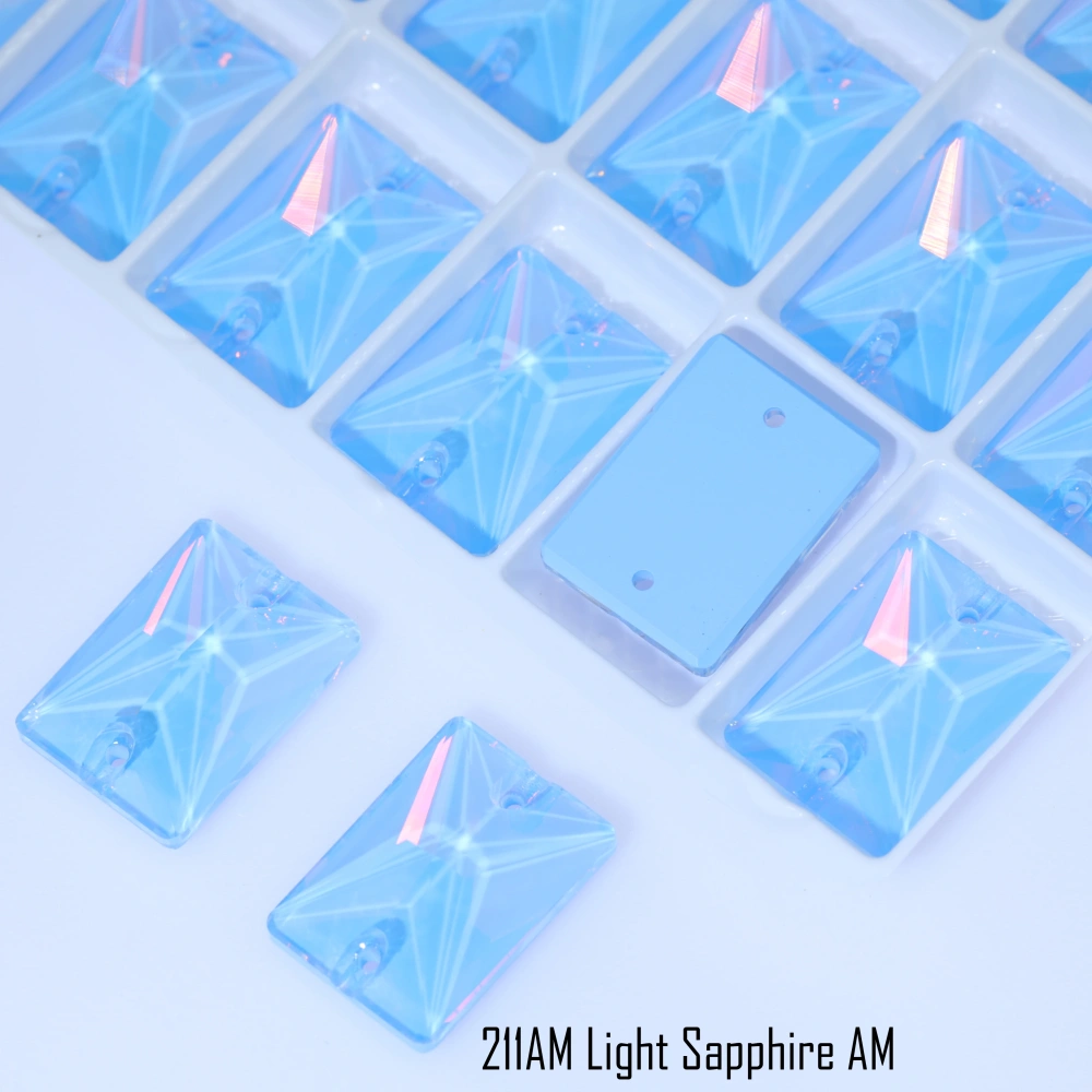 Rectangular Right-Angle AM Sew-On Glass Crystal White Glossy Finish DIY Craft Supplies For Clothing Phone Case Hair Accessories