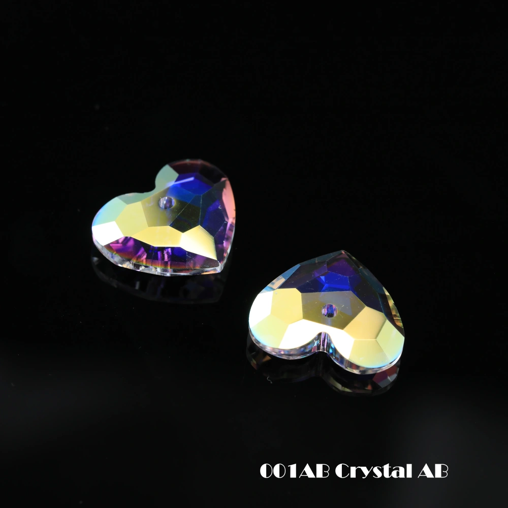 Shiny Single Hole Rhinestones Truly in Love Heart Pendant Crystal Stones For DIY Jewelry Making Necklace Earring Handmade Crafts