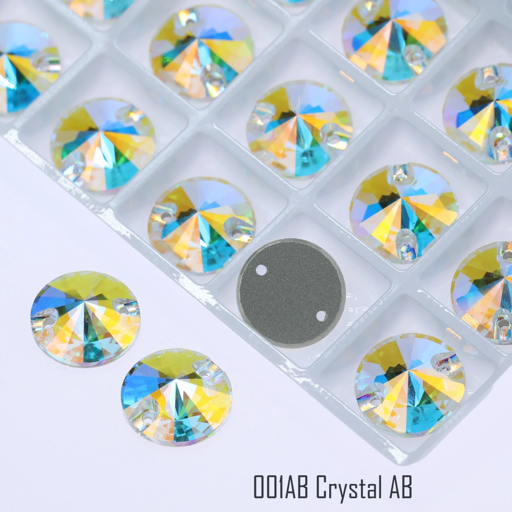 Rivoli Sew-on Stone Crystal Plating Effect Sparkling Fancy Sewing Stones Glass Crystal Rhinestones for DIY clothing and wedding