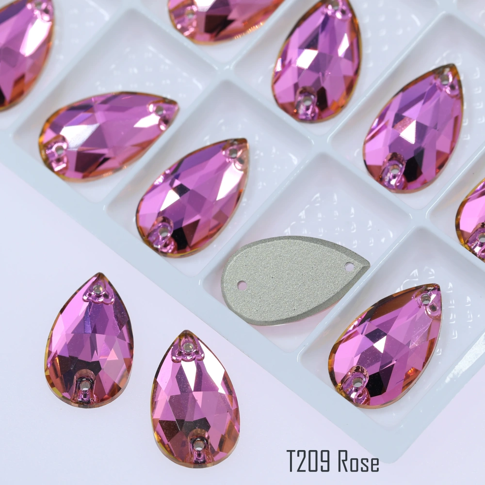 Drop Rhinestone Teardrop Sew On Rhinestone Flatback Crystal Glass Strass Sewing Stones For Clothes Decoration Top Quality Rose