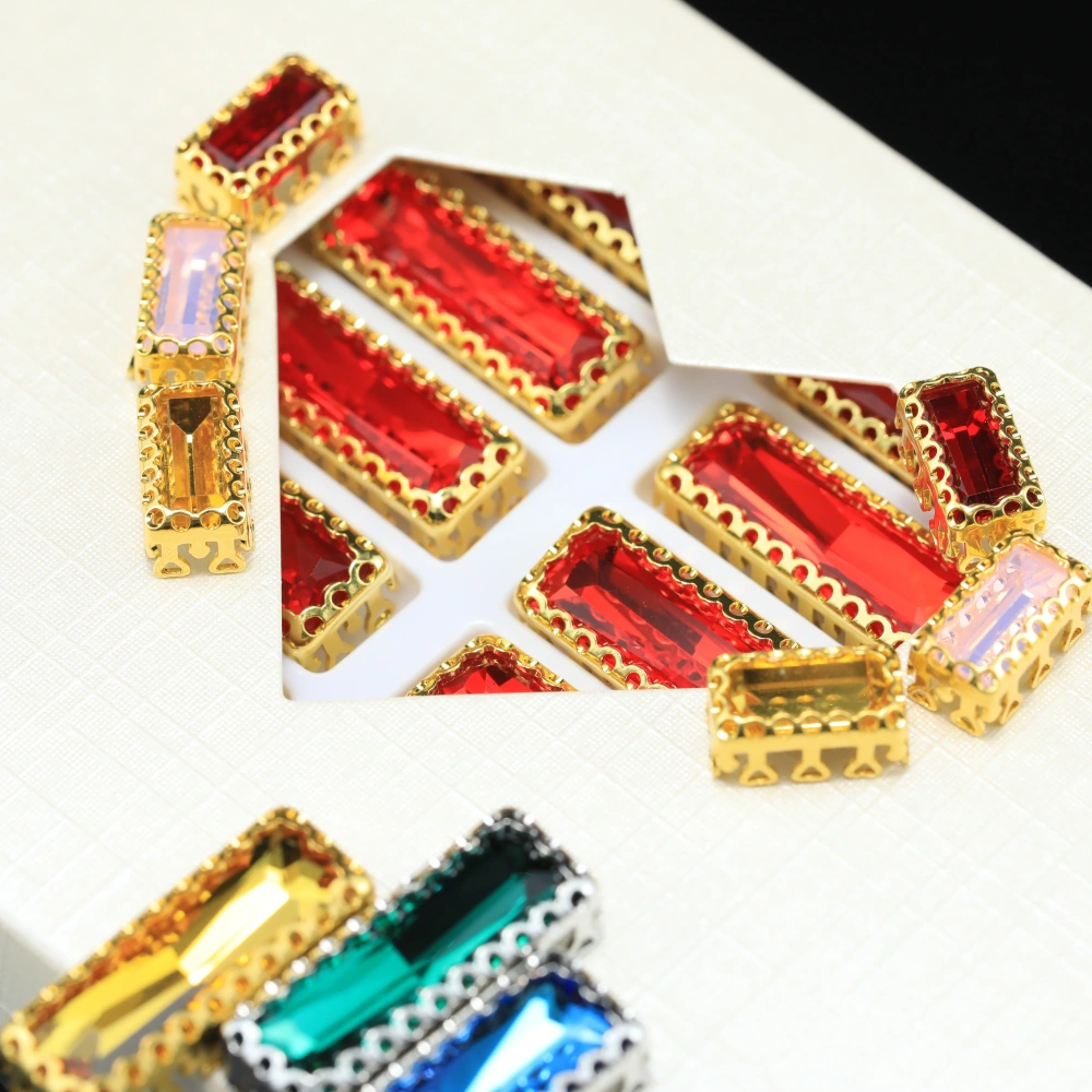 Sparkle Bling Rhinestones Baguette Glass Crystals Colorful Sew-on Claw Setting for Nail DIY Handmade Crafts Supplies Clothing