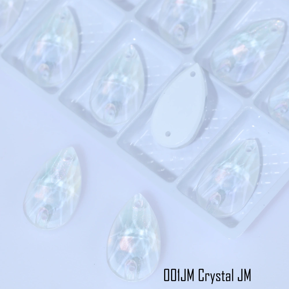 JM Effect Rhinestone Sparkling Glass Crystal Sew-on Stones Drop Style with Paint Effect for DIY Craft Clothing Accessories Shoes