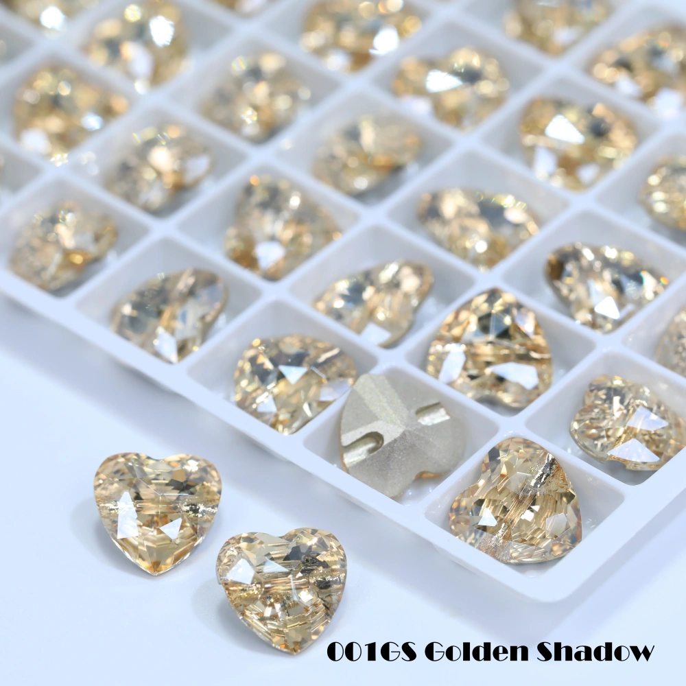 Heart Design Version Crystal Rhinestone Buttons Irregular Shiny Decorative Buttons for Dress Craft DIY Decoration AB GS SA