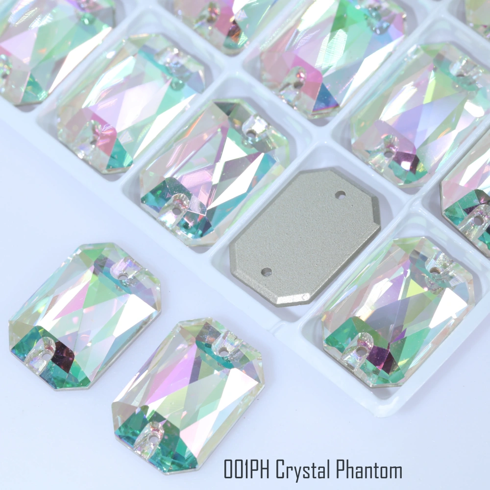 AB MO 3252 Emerald Cut Glass Sewing Stones for Clothing Wedding Dress Sparkling Fancy Crystals Rhinestone Flatback Sew-On Stone