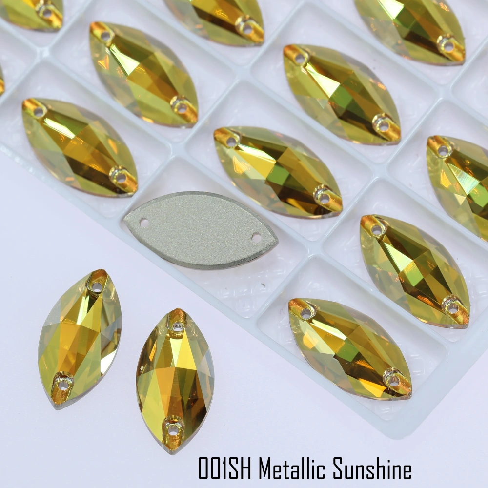 Rhinestone Navette Sew-on Stone Crystal Plating Effect Glass Sewing Stones for Clothing Top Quality Glass Crystal Sparkling