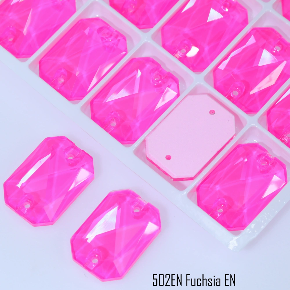 Luminous Emerald Cut Glass Crystal Sew-on Stones Paint Effect Style Sparkling Sewing Stones for Clothing Decoration Rhinestones
