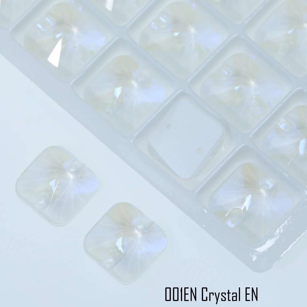 Luminous Square Flatback Sew-on Rhinestones Rovoli Top Quality Glass Crystal Paint Effect for Garment Bags Clothes Wedding Dress