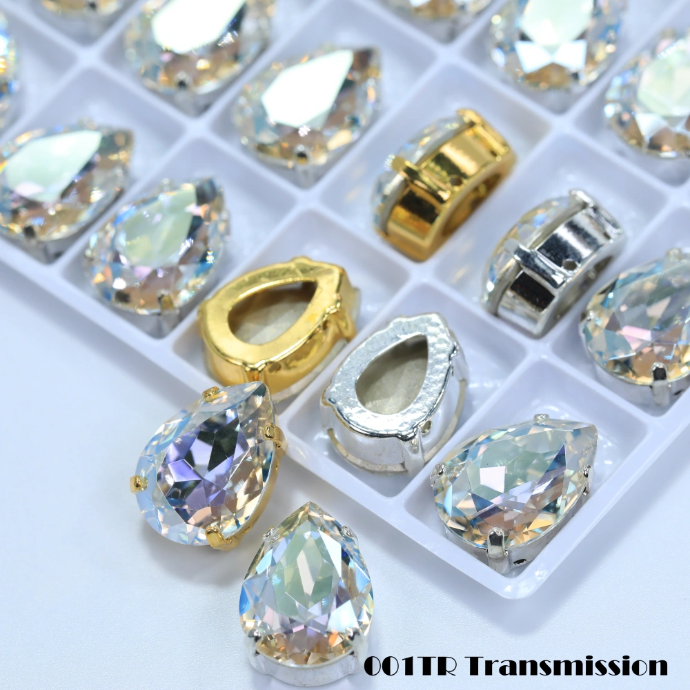 Top Grade Glass Crystal Chubby Teardrop Claw Rhinestones White Coated Colorful Shiny for Bags Shoes Apparel Phone Case DIY Nail