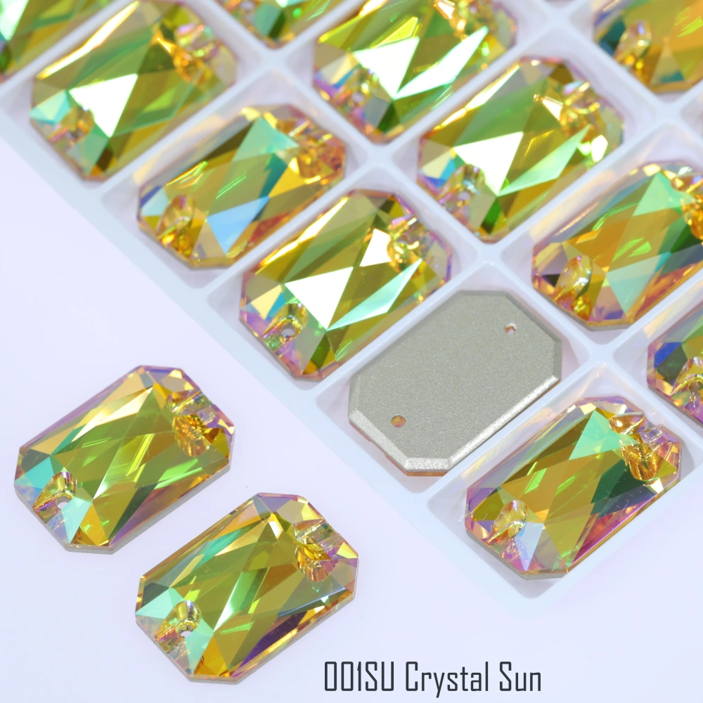 AB MO 3252 Emerald Cut Glass Sewing Stones for Clothing Wedding Dress Sparkling Fancy Crystals Rhinestone Flatback Sew-On Stone