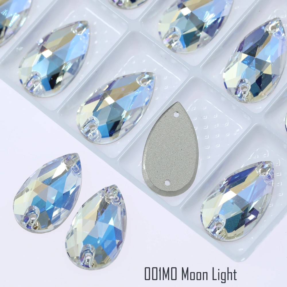 Top Quality Drop Sew On Rhinestone Glass Crystal AB Moonlight Sewing Stones For Garment Clothes Bags Flatback Sew on Rhinestones