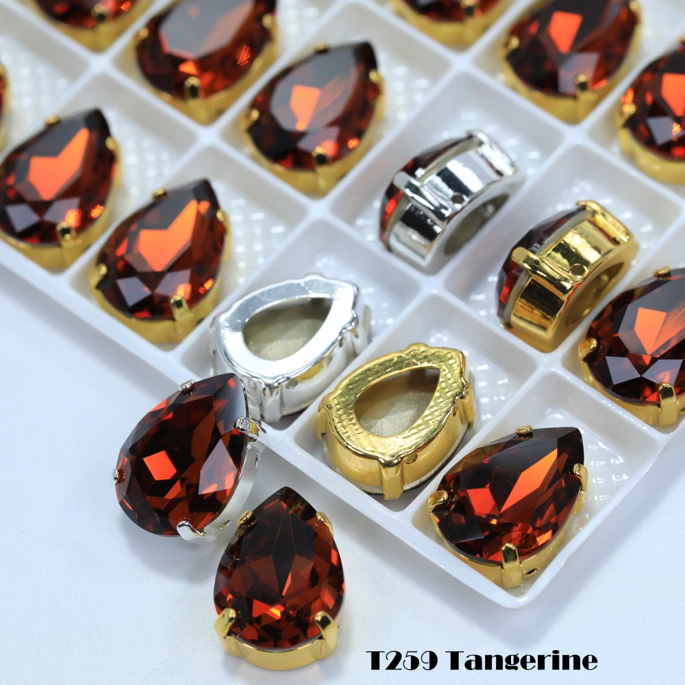 AAA Grade Bling Glass Crystal Chubby Teardrop Claw Rhinestones 3D Sparkle Sew On for DIY Craft Embellishments Bags Shoes Apparel