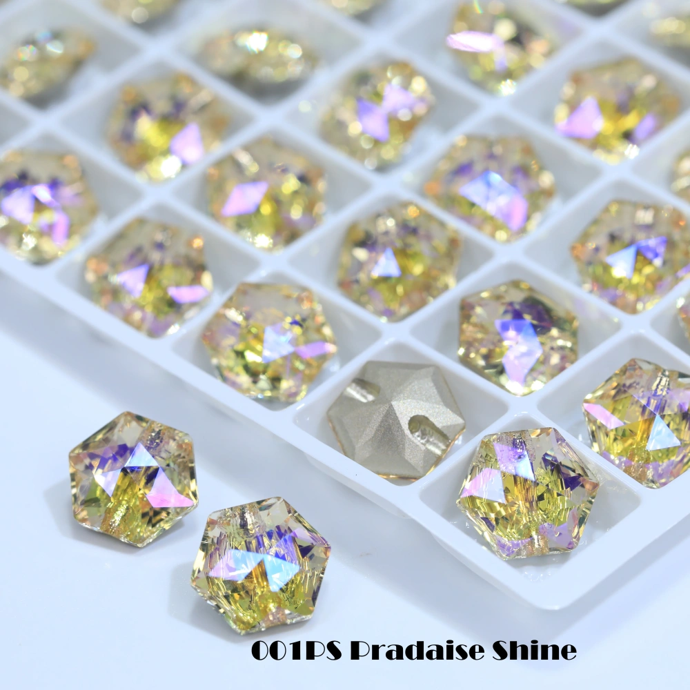 Hexagon Cross Hole Shank Buttons Metal Alloy Fasteners for Clothing Coat Jacket Shirt DIY Sewing Craft Accessories