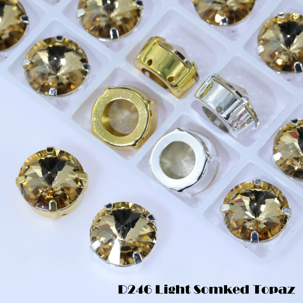 Premium Satellite Shape Sew-on Rivoli Fancy Stones Color Coated Glass Strass Bling DIY Craft Phone Case Deco Hair Bows Clothing