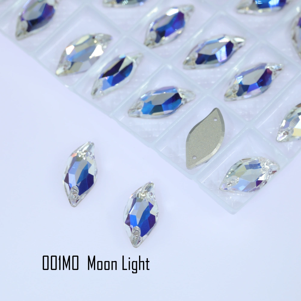 Rhinestone Diamond Leaf Sew-on Stone Crystal Plating Effect Various colors of high-quality K9 glass rhinestones with flat back