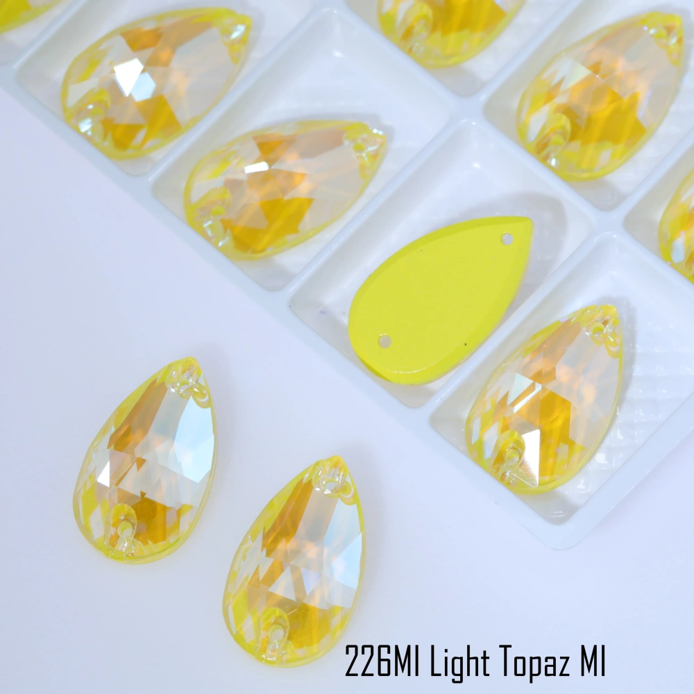 Sparkling Glass Crystal Sew-on Stones Rhinestone Drop Style with Paint Effect MI Shiny Hand Sewing Stones for DIY Craft Clothing