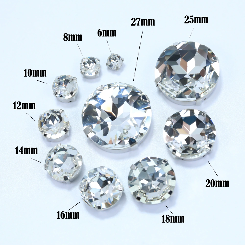 Gem Flower Big Size Glass Crystal White Coated Sew On Stones Clothes Phone Case Bedazzling Bag Decor DIY Craft Making Supplies