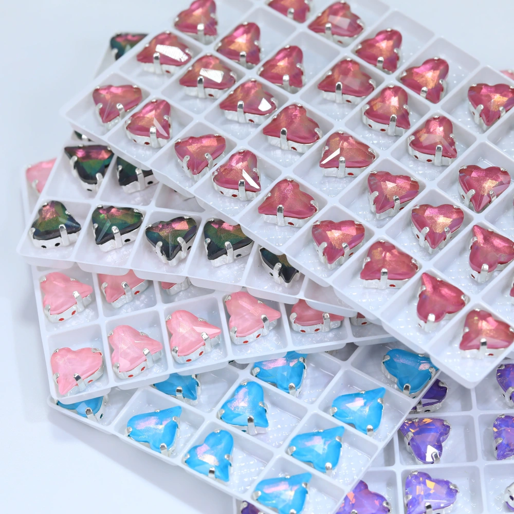 Sweet Heart Fancy Stone Claw Rhinestones Bright Lacquer Finish Plating Effect Top Quality Shine Crystal for Clothing Decoration