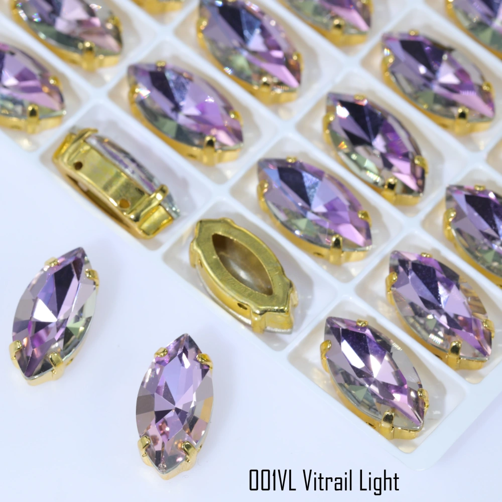 Sparkling Horse Eye Rhinestones Top Quality Glass Crystal Claw Sew On Beads White Coated For DIY Bags Shoes Phone Case Clothing