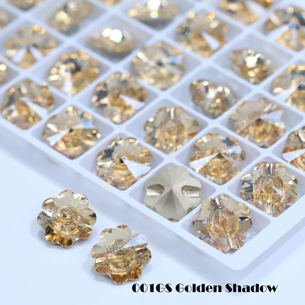 5A Grade High Quality Sparkling Glass Crystal Buttons Clover Shape Cross Hole Shiny Buttons for Clothing Sewing Accessories