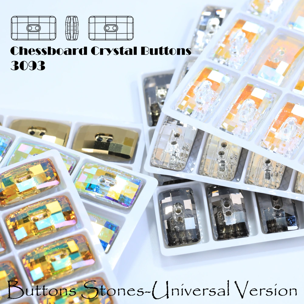 Normal Color Rhinestones Rectangle Square Chessboard Crystal Buttons Stone-Design Version DIY Garment Accessories Dress Crafts