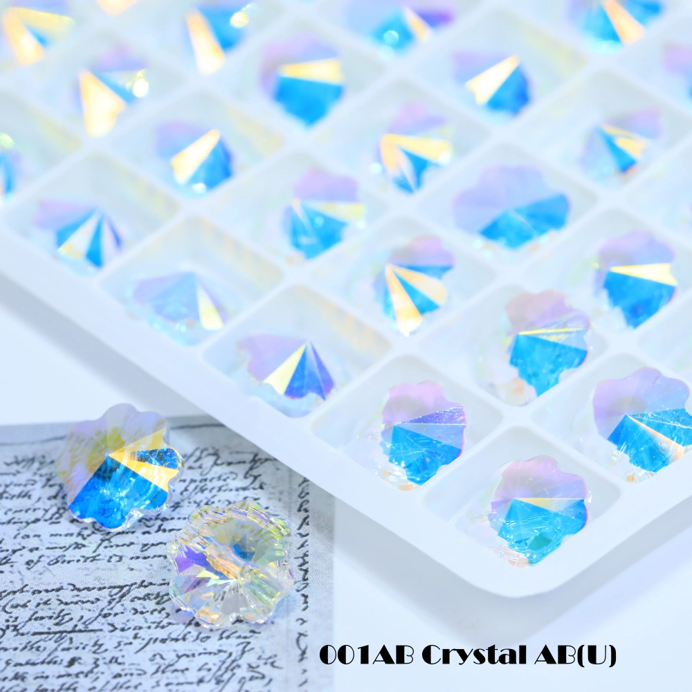 5A Grade High Quality Sparkling Glass Crystal Buttons Clover Shape Cross Hole Shiny Buttons for Clothing Sewing Accessories