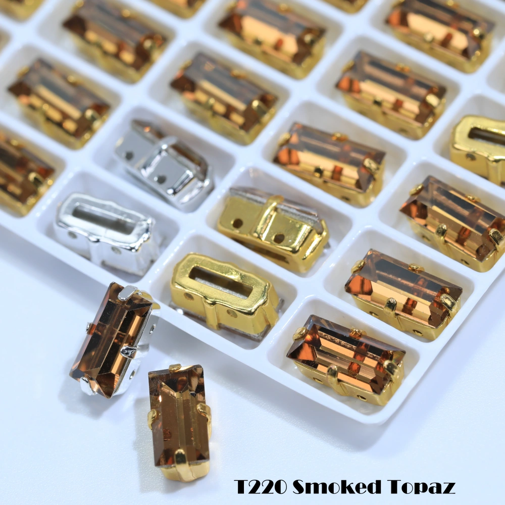 Top Quality Color Glass Crystal Baguette Rectangle Pointed Back Sew on Claw Rhinestones Shiny Fancy Loose Stones DIY Garment bag