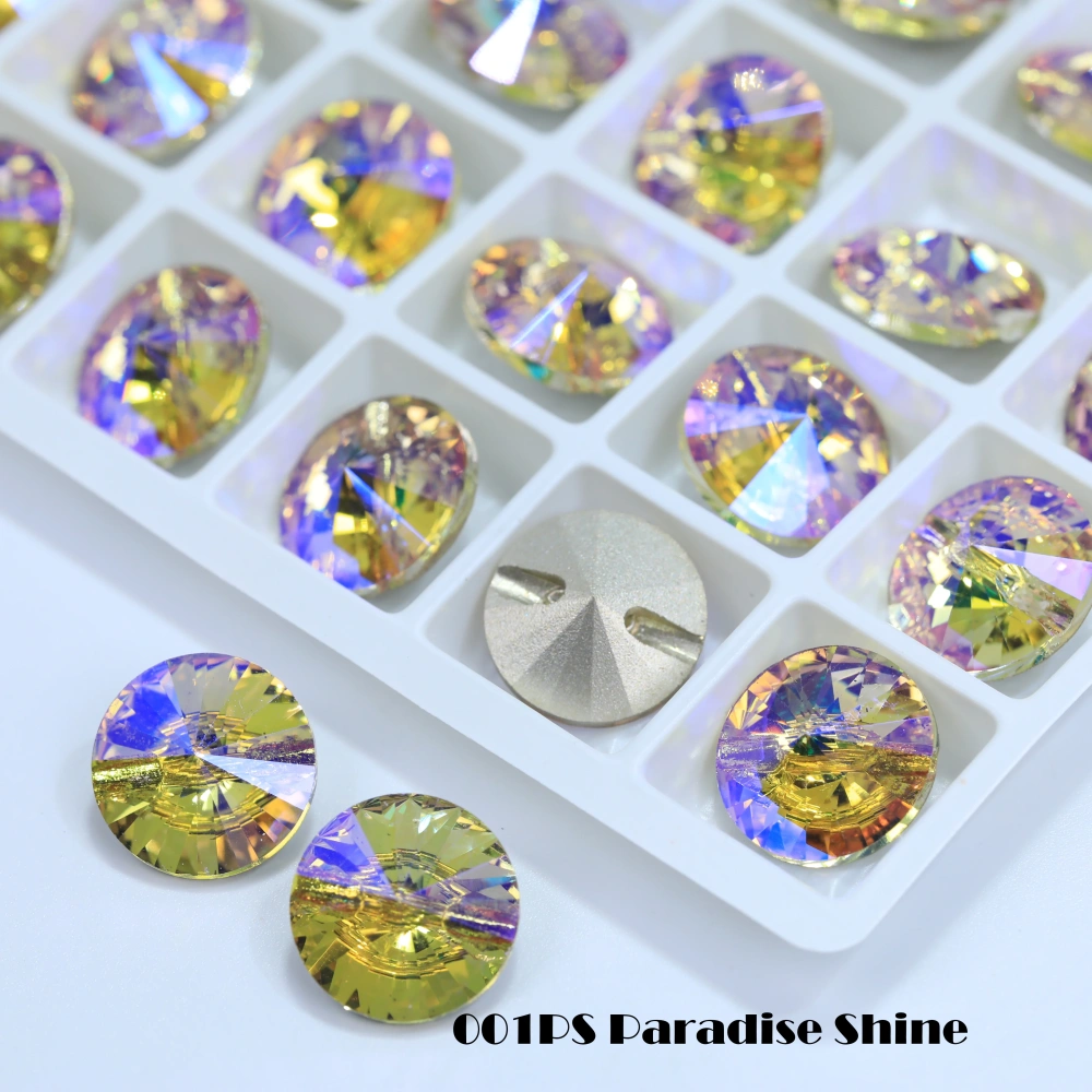 Shiny Crystal Rhinestone Buttons Satellite Horizontal Hole Buttons, High Quality Clothing Accessories for Wedding Dresses Bag