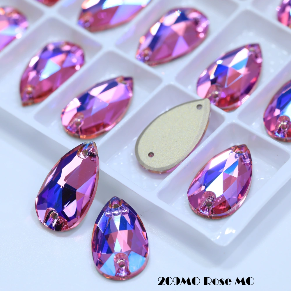 MO Sparkling Glass Rhinestone Drop Sew-on Stones Normal Color Plating Effect DIY Craft Clothing Shoe Bag Accessory Fancy Crystal