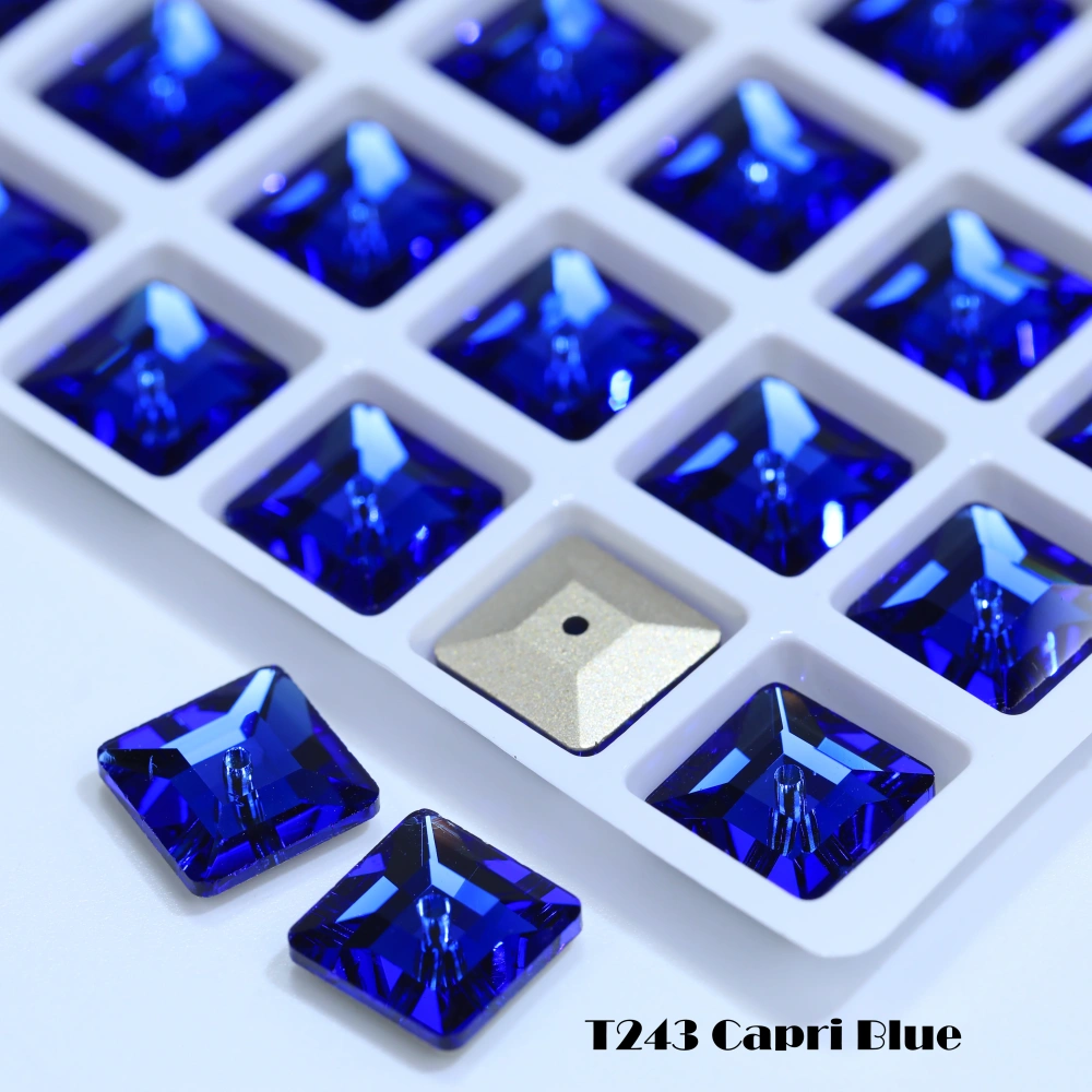Premium Glass Crystal Square Lochrose Sew-on Stone White Coated Rhinestones For DIY Handmade Crafts Clothing Decor Accessories