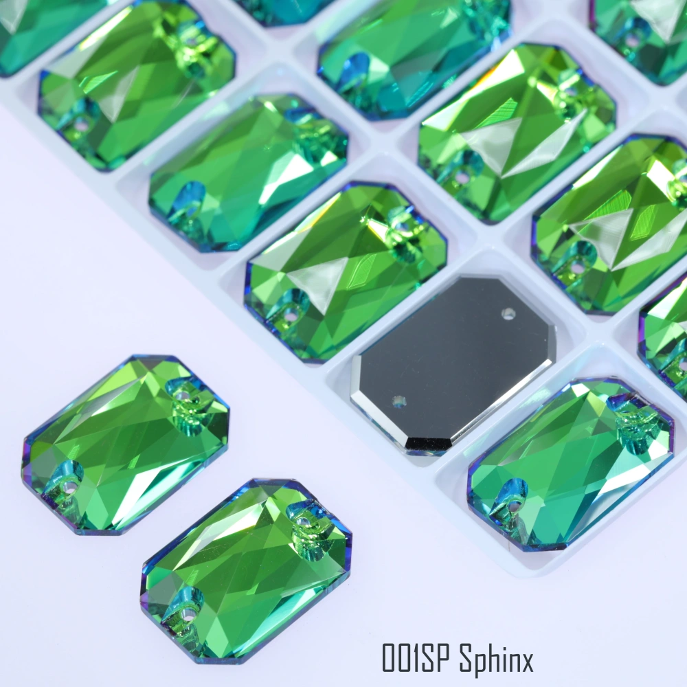 AB MO 3252 Emerald Cut Glass Sewing Stones for Clothing Wedding Dress Sparkling Fancy Crystals Rhinestone Flatback Sew-On Stone
