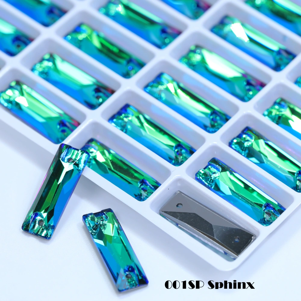 White Coated Cosmic Baguette Sew On Stones Long Glass Crystal Wedding Party Decor Nail Art DIY Craft Ornaments Craft Supplies