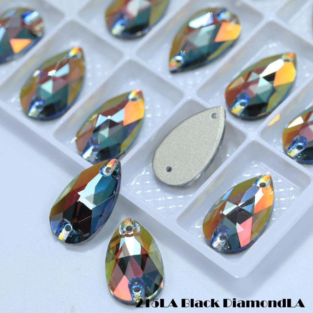 Shiny Color Coated Premium Grade Glass Crystal Water Drop Flat Buckle LA Hand Sewn Stone DIY Cloth Decor Bags Shoes Phone Cases