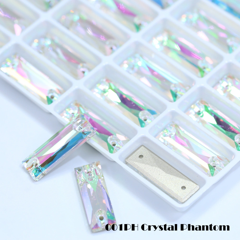 White Coated Cosmic Baguette Sew On Stones Long Glass Crystal Wedding Party Decor Nail Art DIY Craft Ornaments Craft Supplies
