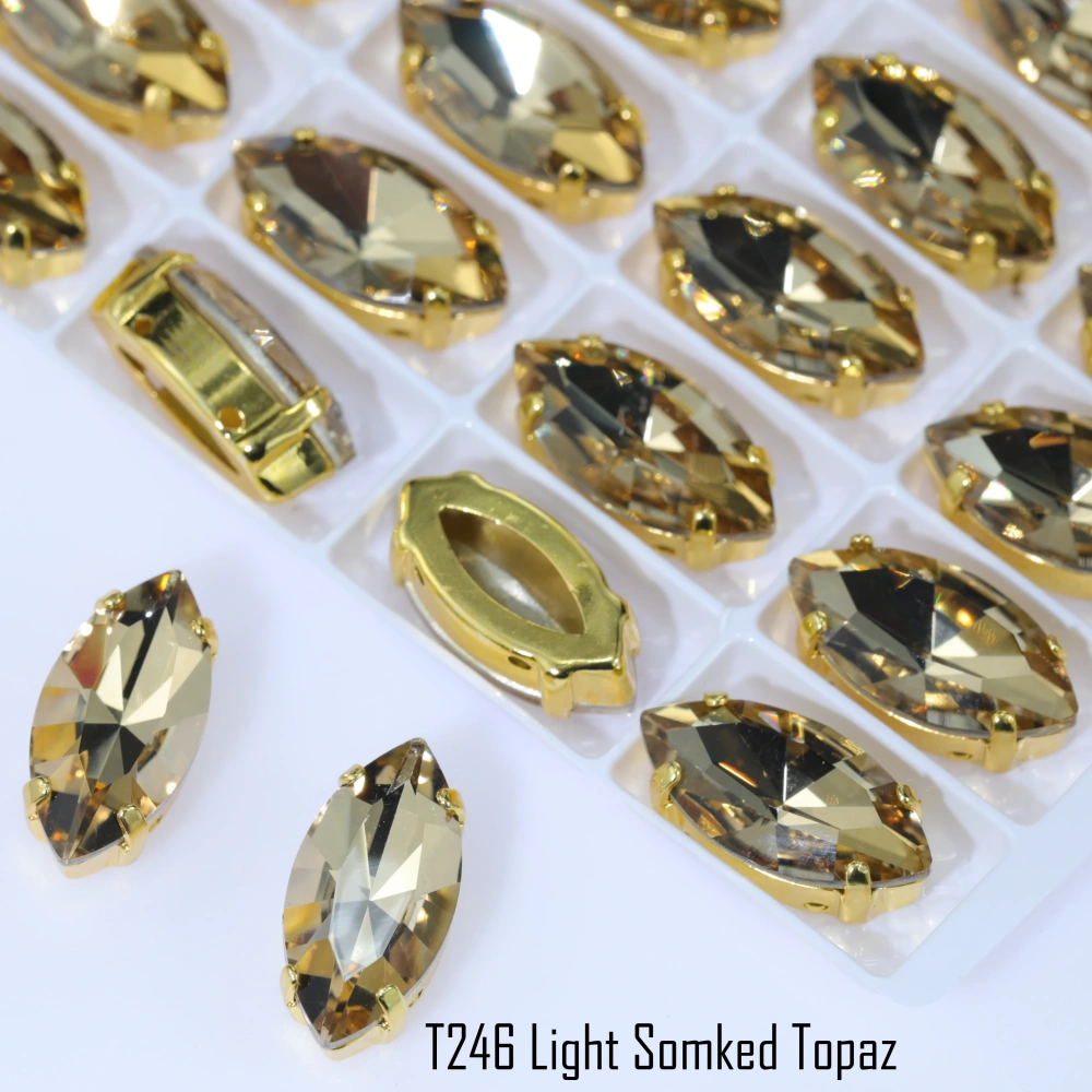 Marquise Claw Rhinestones Premium Glass Crystal Iridescent Color Coated Sparkling Shine Sew On Stones Clothing Phone Case DIY