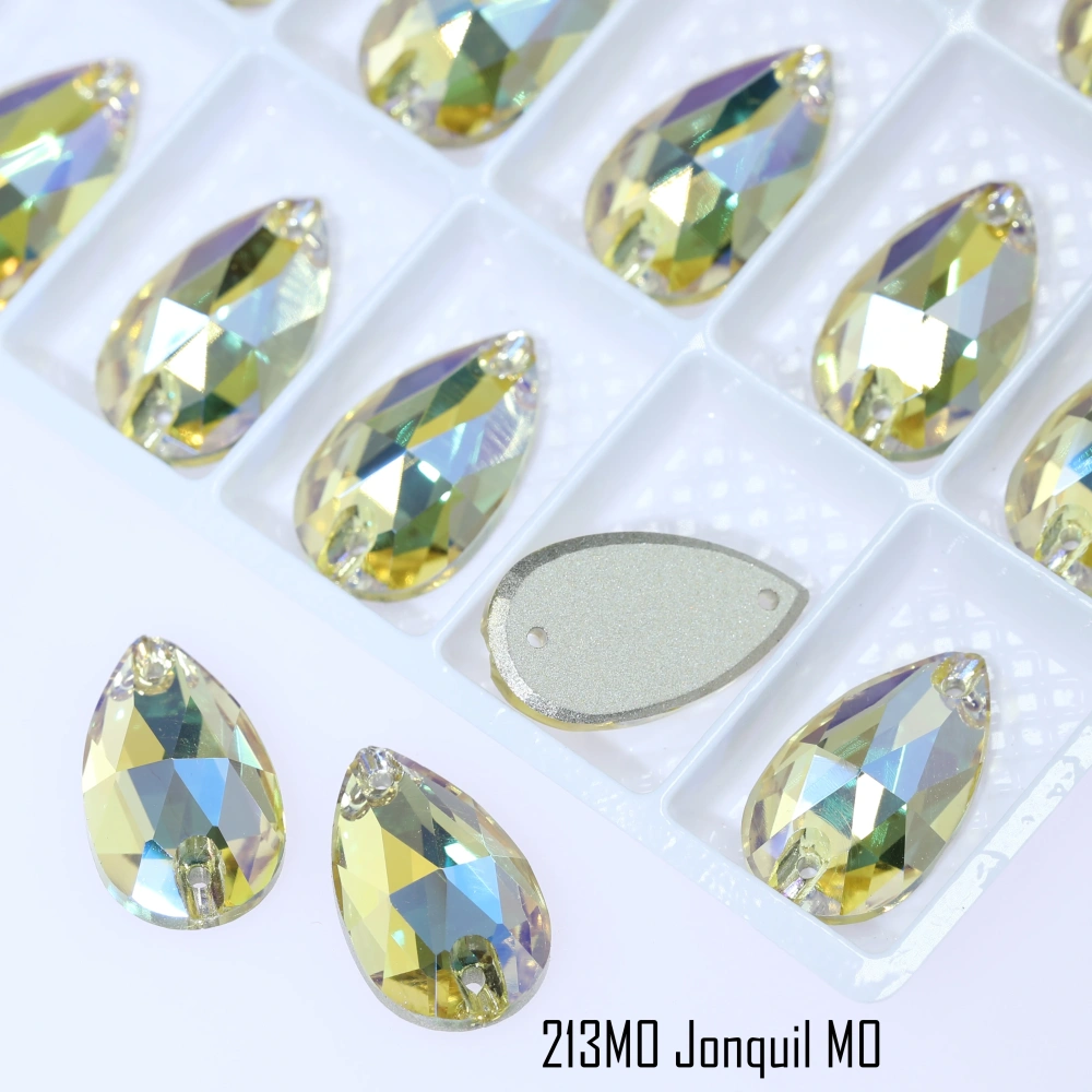 MO Sparkling Glass Rhinestone Drop Sew-on Stones Normal Color Plating Effect DIY Craft Clothing Shoe Bag Accessory Fancy Crystal