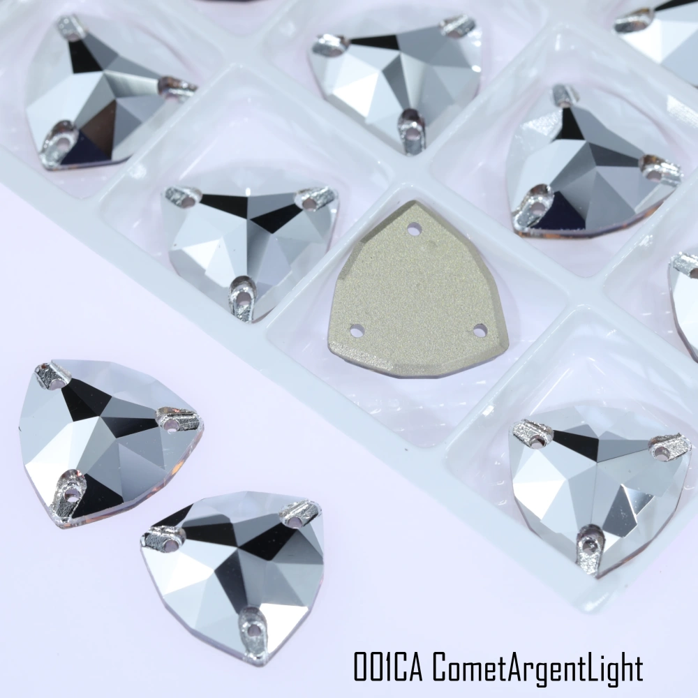 Rhinestone Trilliant Sew-on Stone Crystal Plating Effect Top Quality Sparkling Fancy K9 glass rhinestones with flatback  sewing