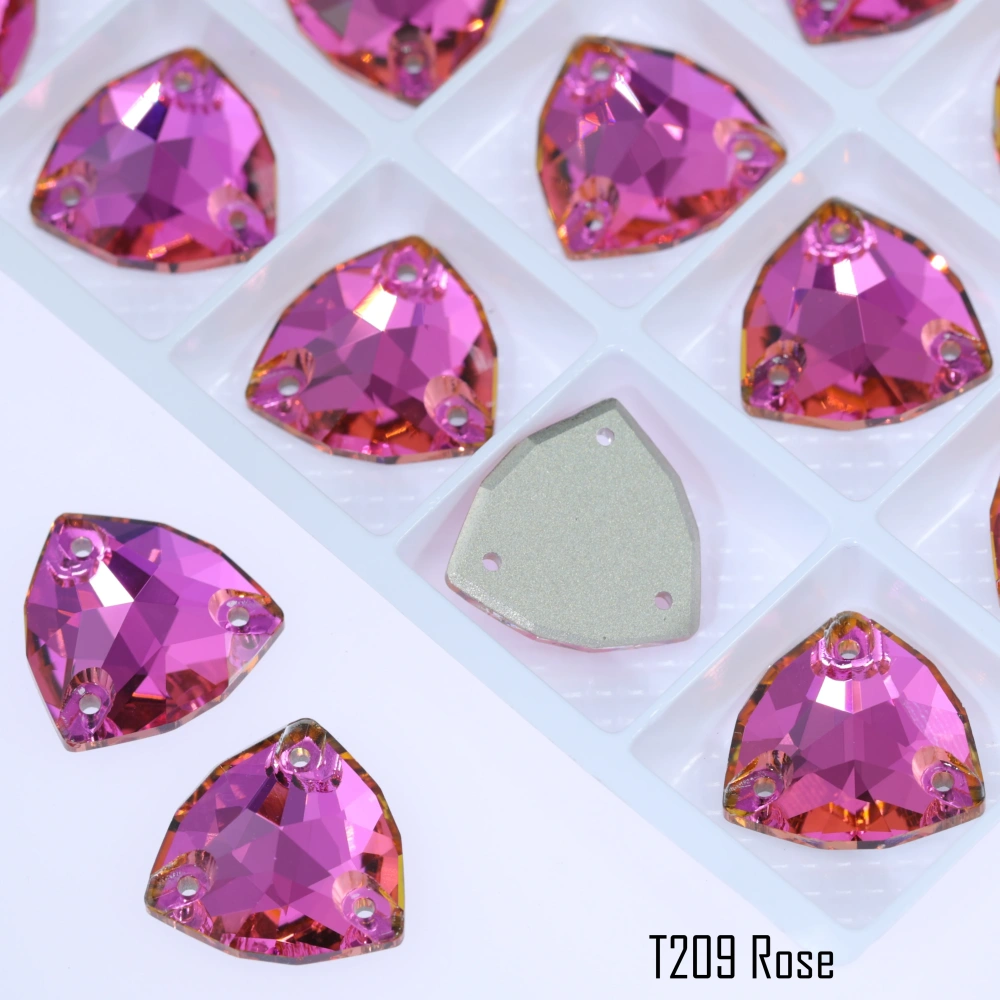 Triangle Sew on Stone Moonlight Glass Crystal Dazzling Hotfix Flatback Sewing Colorful Rhinestones For DIY Garment Clothes Bags
